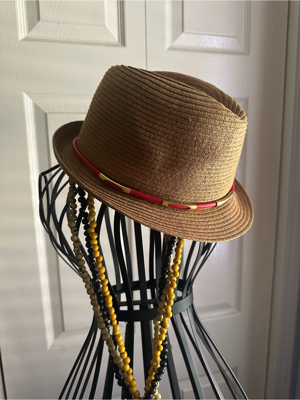 Vince Camuto Tan Straw Fedora Hat